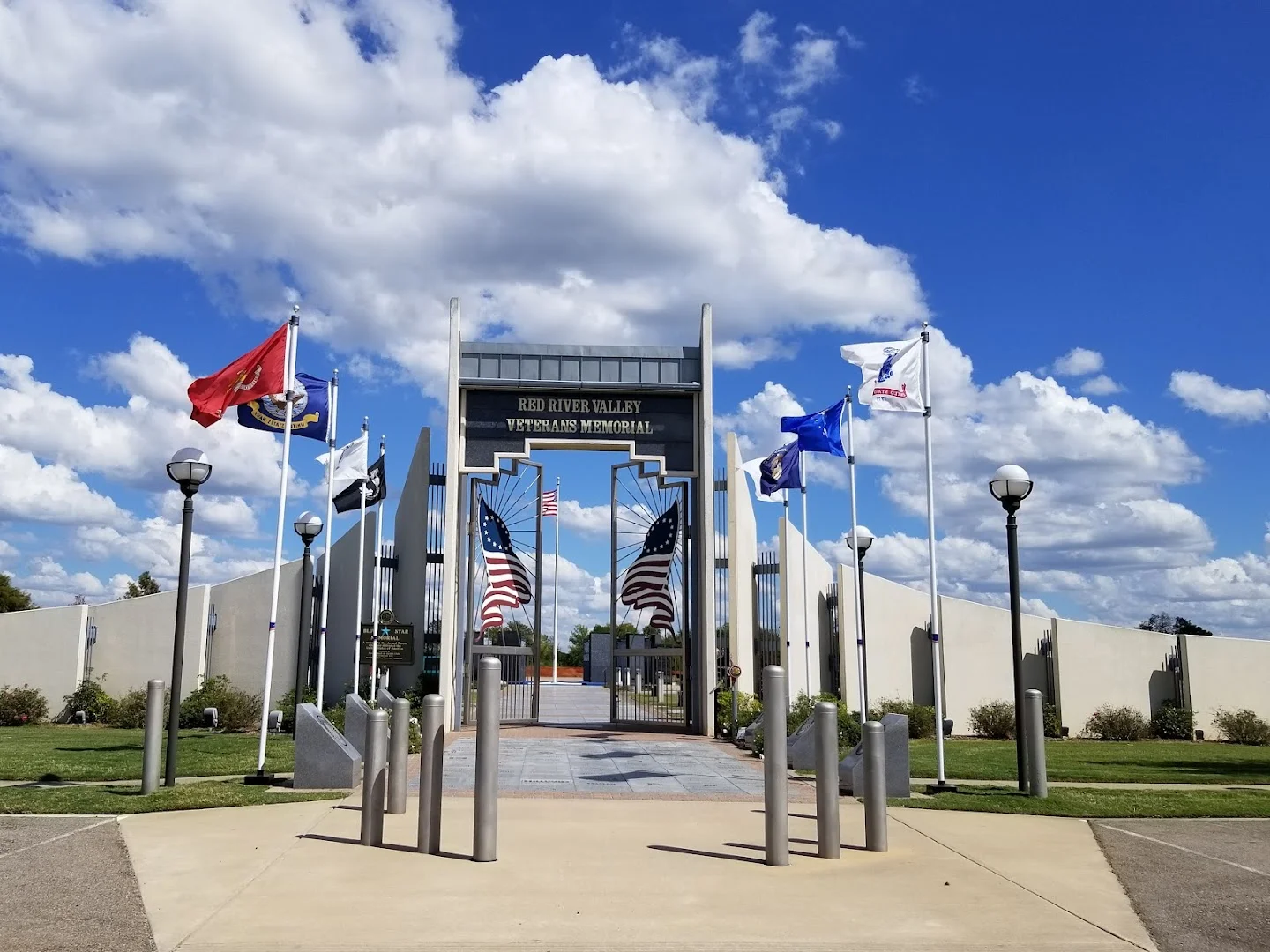 Veterans memorial at dusk