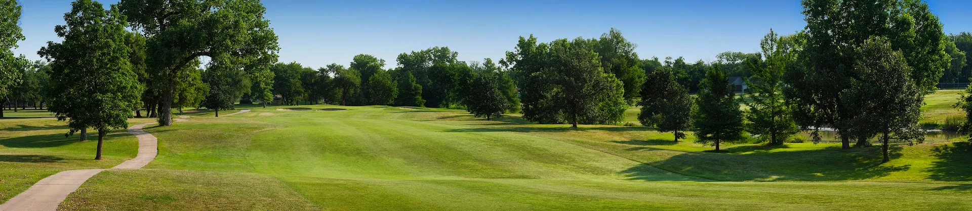 Aerial view of MacDonald Golf Course fairways and greens